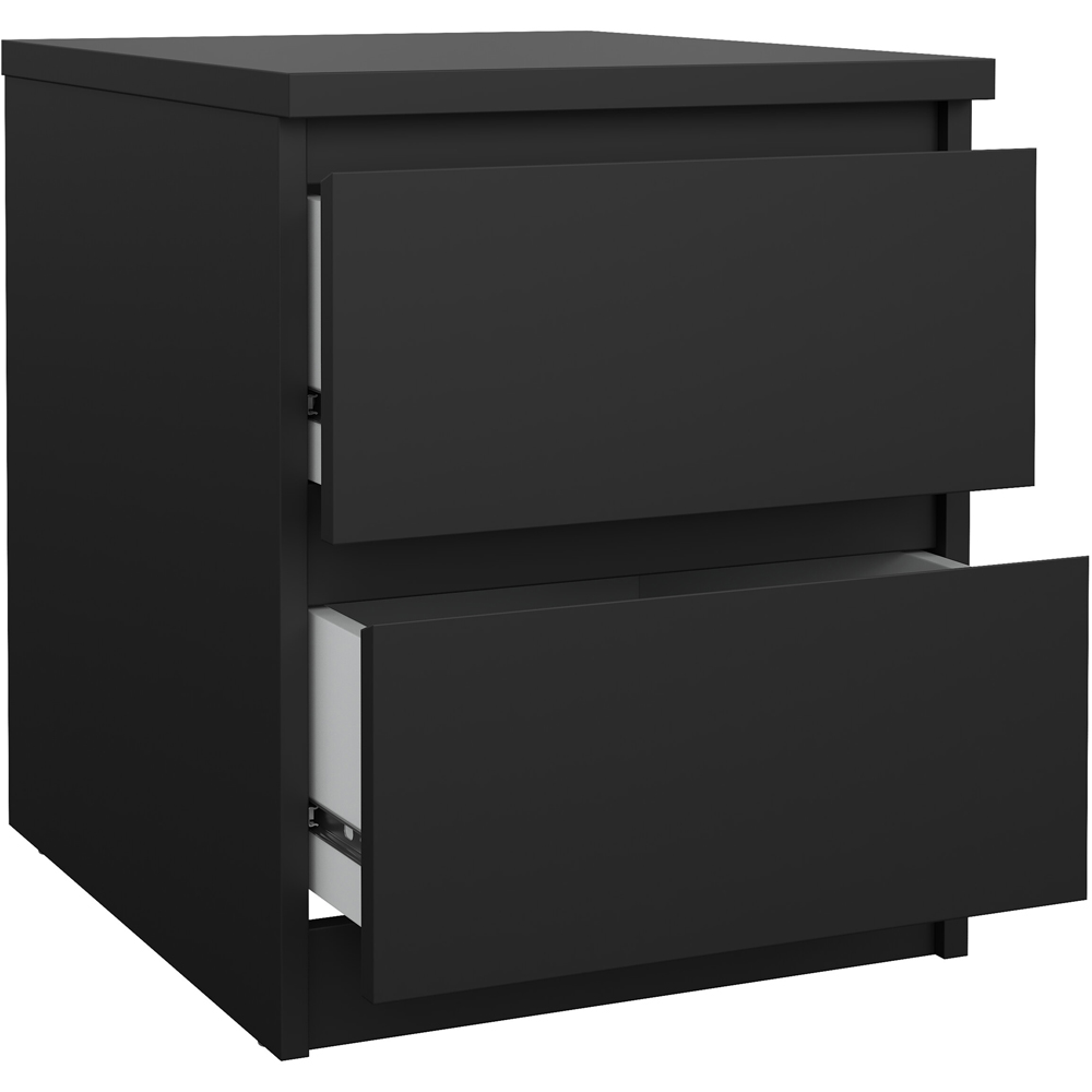 Florence Naia 2 Drawer Matt Black Bedside Table Image 4