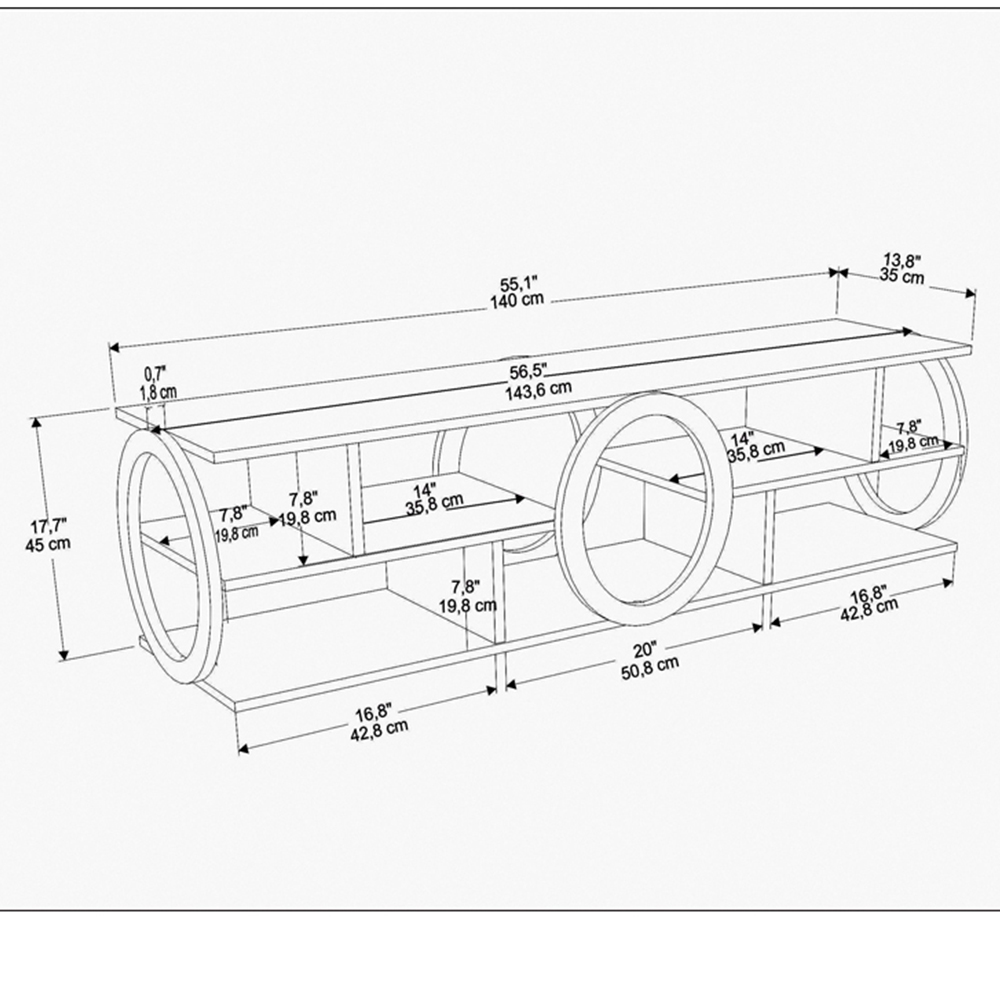 Decorotika Fale 7 Shelf Oak and White Modern TV Unit Image 7
