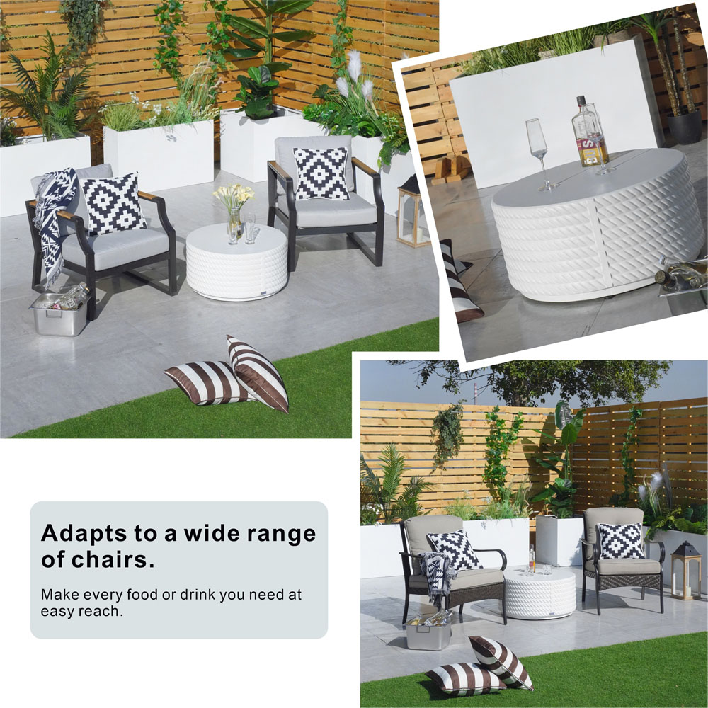 Direct Wicker White Textured Round Coffee Table Image 7