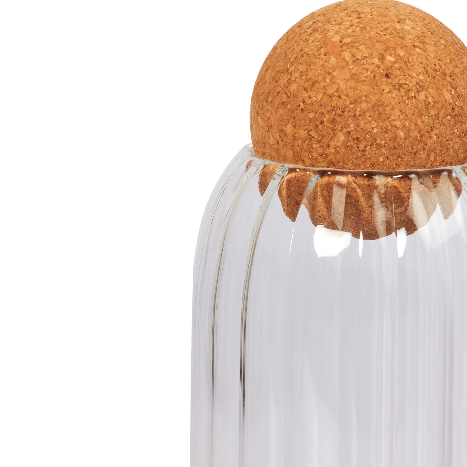 Ribbed Glass Jar with Cork Lid - Clear Image 3