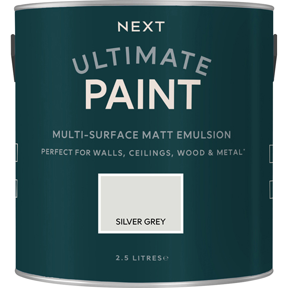Next Ultimate Multi Surface Silver Grey Matt Emulsion Paint 2.5L Image 2