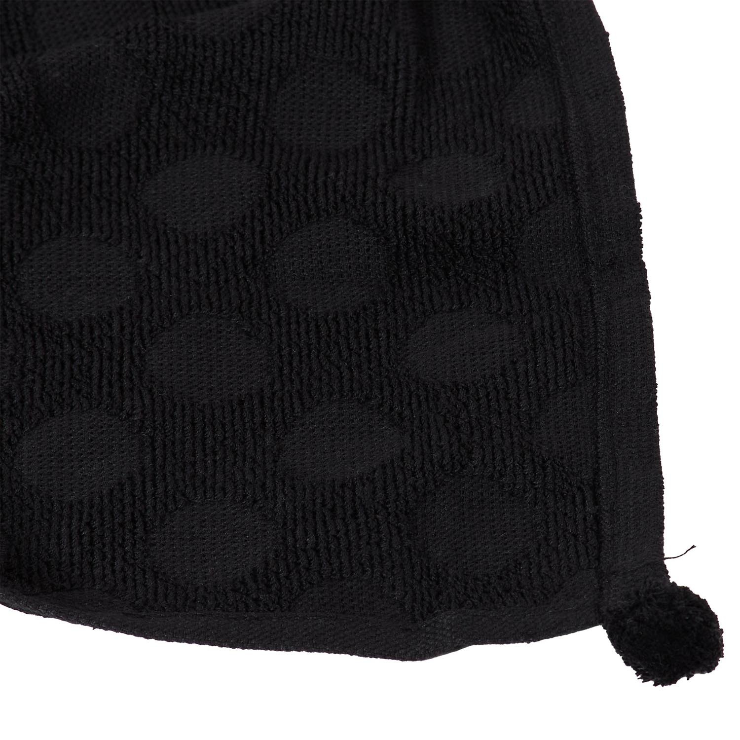 Divante Pack of 2 Dobby Terry Kitchen Towels with Pom Poms - Black Image 2