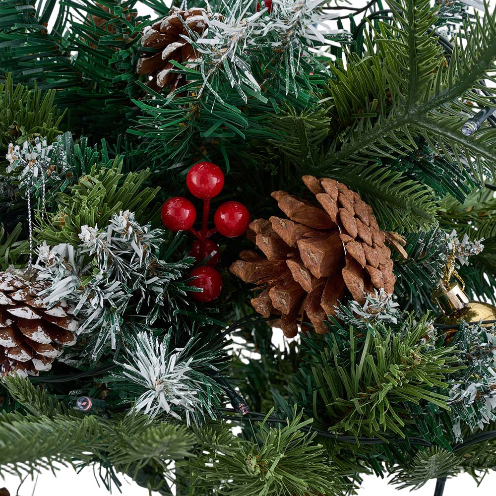Living and Home Pre-Lit Christmas Planter Bush with Pinecones and Red Berries 58cm Image 5