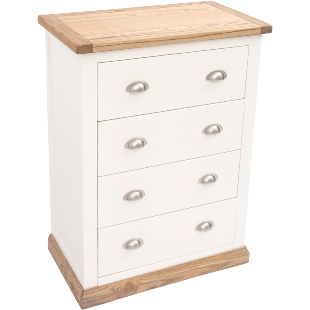 Cabinet Bits Tropea 4 Drawer Off White Chrome Cup Handle Chest of Drawers Image 4