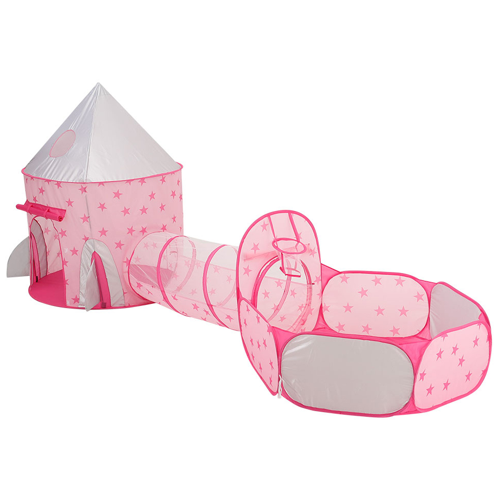 Living and Home 3-in-1 Kids Pop-up Play Tent Set Pink Image 3
