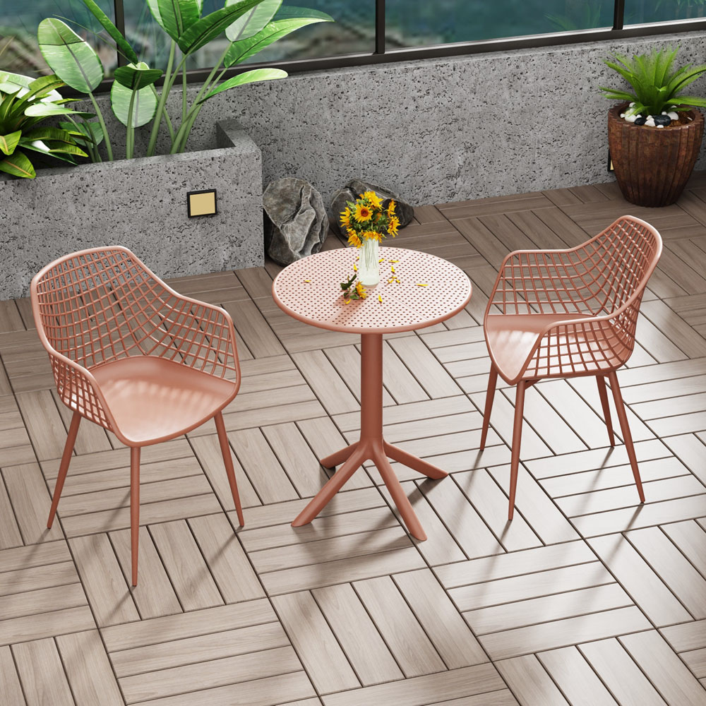 Core Products Rimini Lattice 2 Seater Terracotta Bistro Table Set Image 7