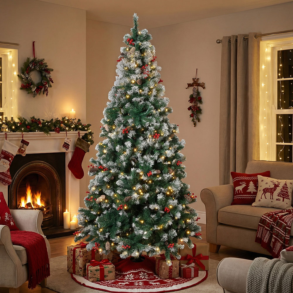 Living and Home 300 Warm White LED Pre-Lit Artificial Christmas Tree with Metal Stand 5.9ft Image 6