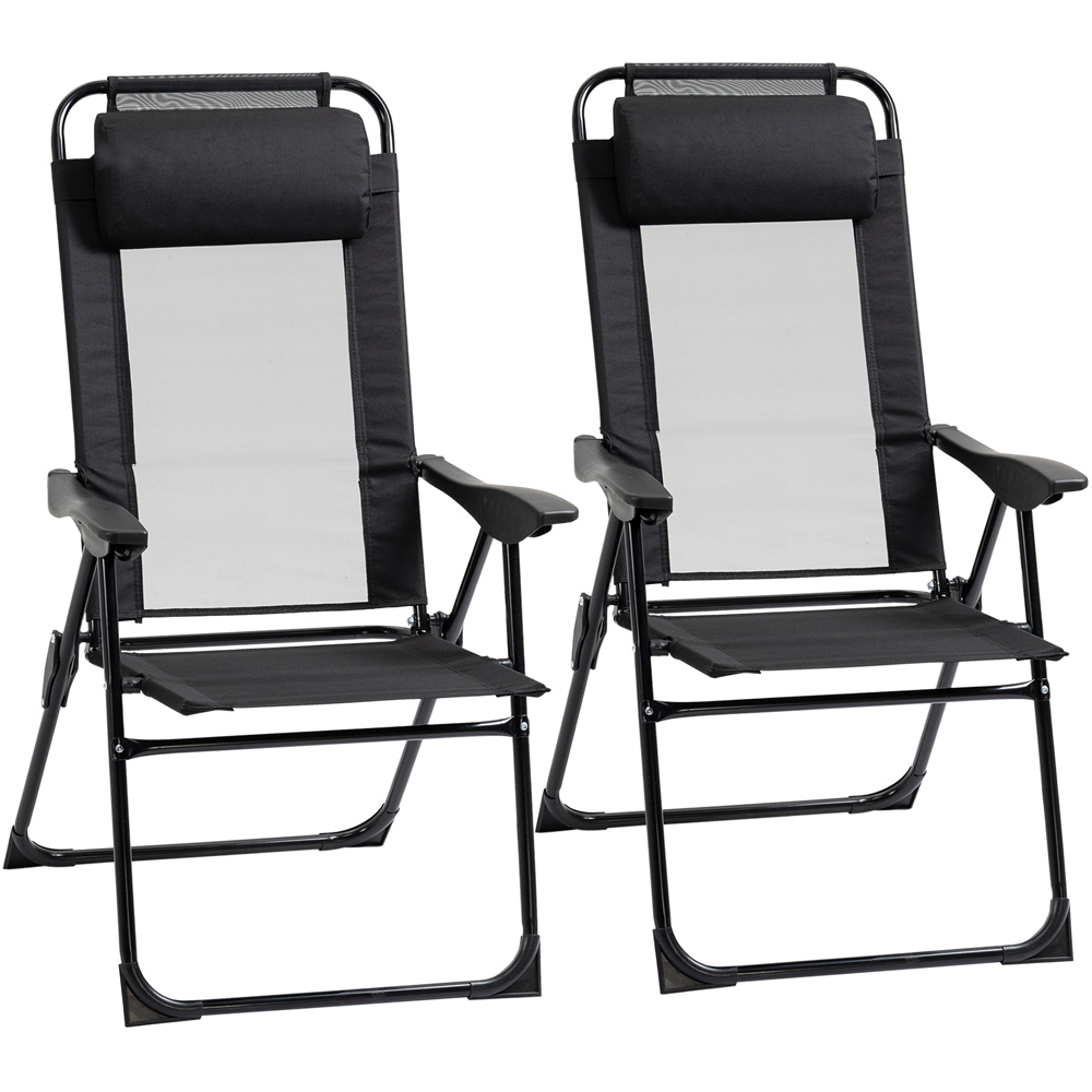 Outsunny Set of 2 Black Foldable Sun Lounger Image 2