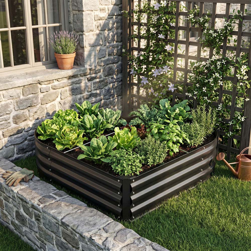 Living and Home Heart-Shaped Galvanised Steel Raised Garden Bed 28.5 x 108cm Image 2