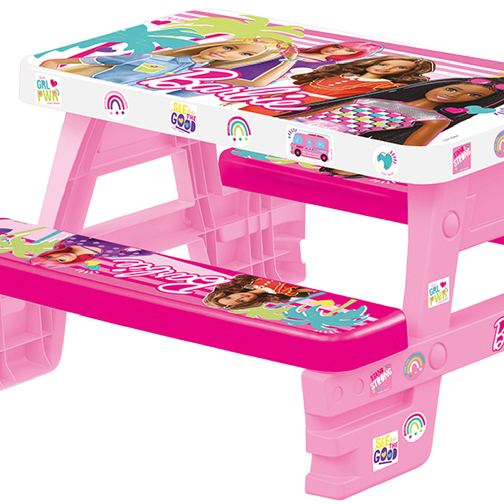 Dolu 4 Seater Kids Pink Licensed Barbie Picnic Table Image 2