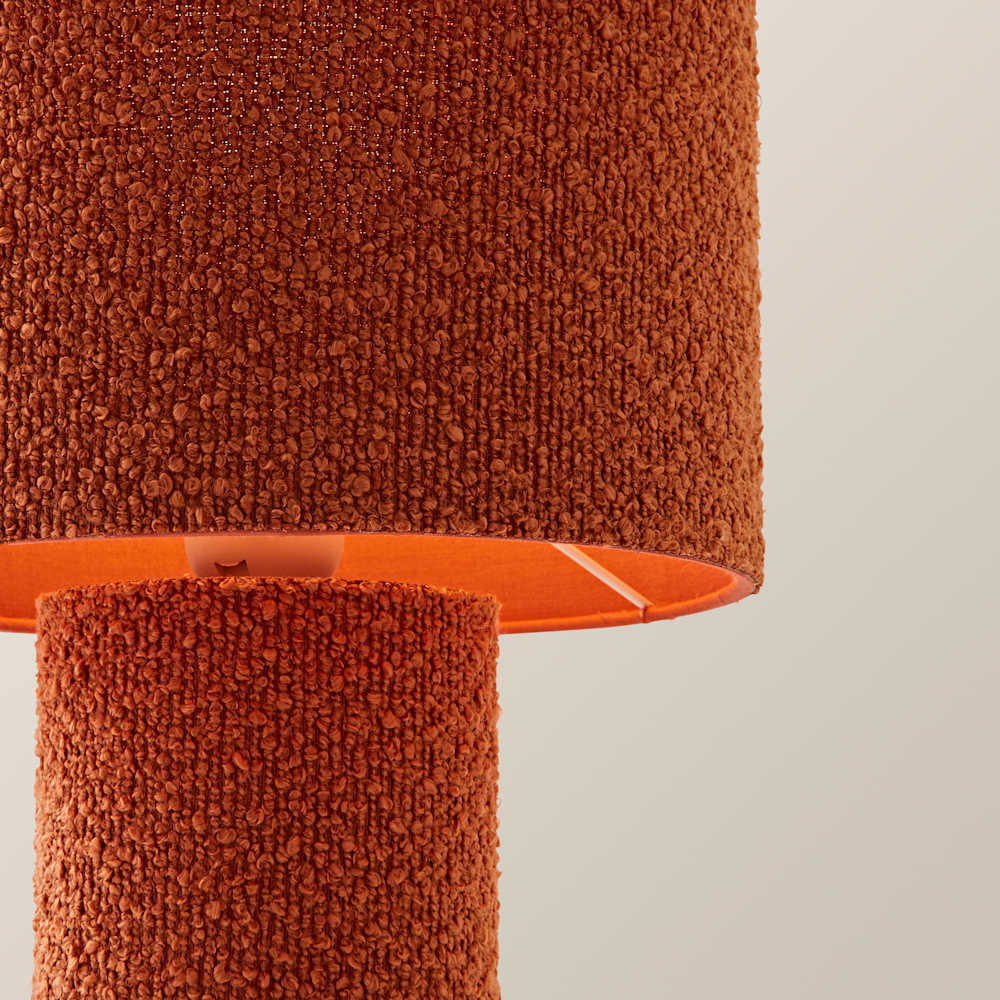 ValueLights Ash Rust Boucle Table Lamp and Bulb Image 4