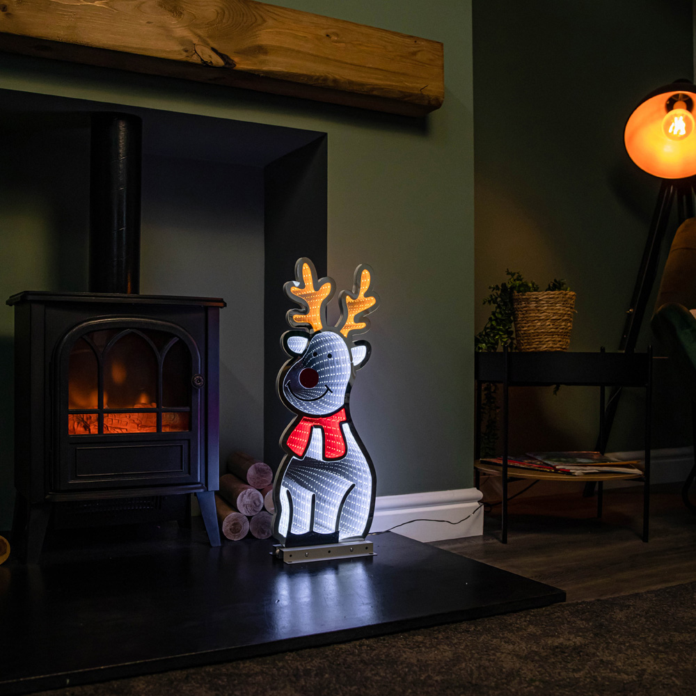 Samuel Alexander Standing Reindeer Infinity Mirror Christmas Decoration 60cm Image 8