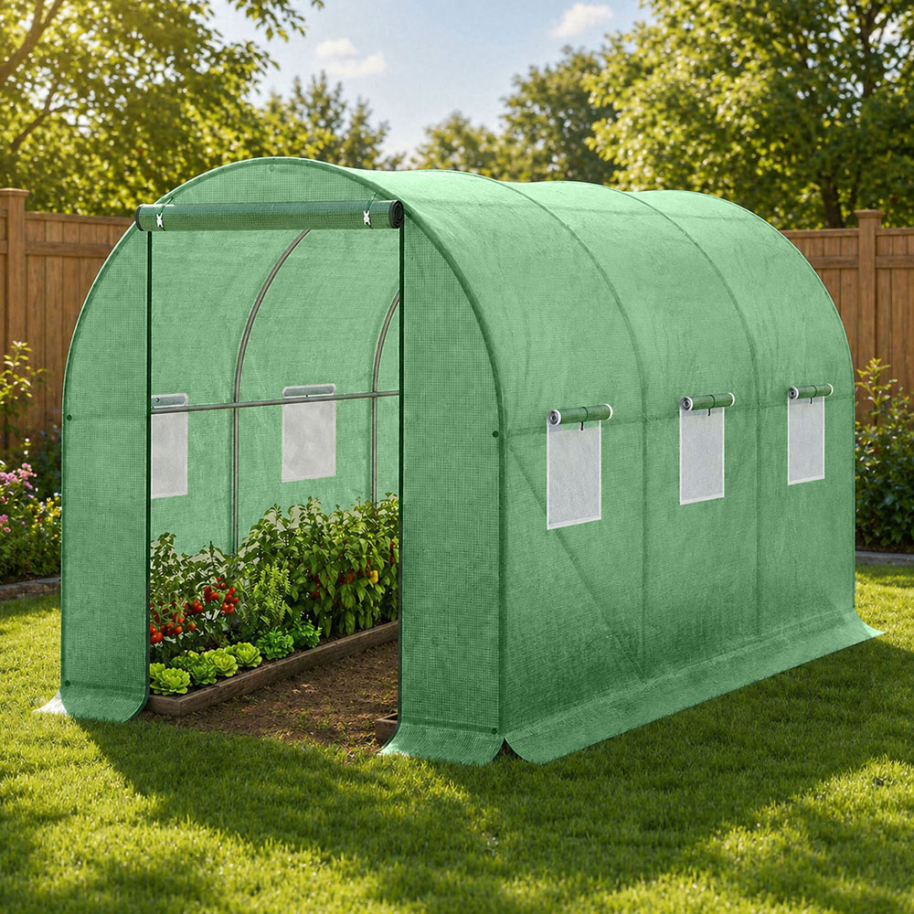 Neo Green Galvanised Steel Frame 6.6 x 9.8ft Walk-In Polytunnel Greenhouse Image 4
