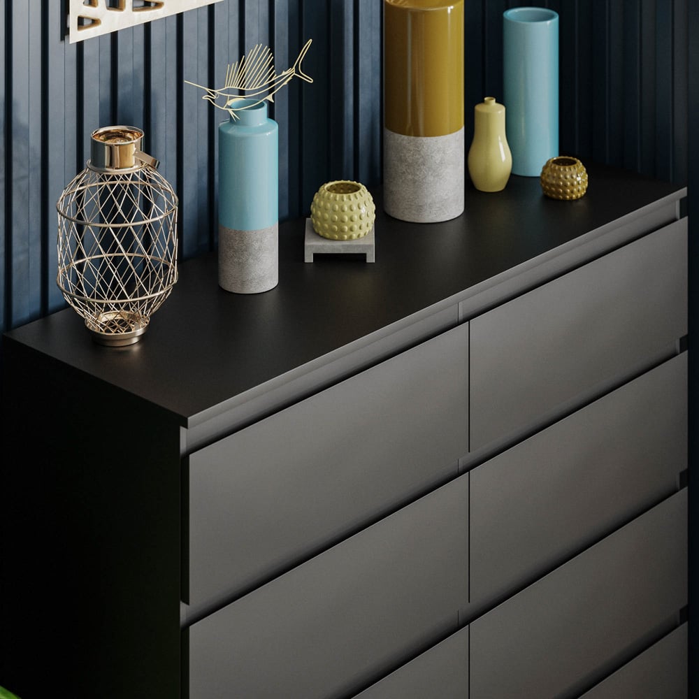 Vida Designs Denver 8 Drawer Black Chest of Drawers Image 3