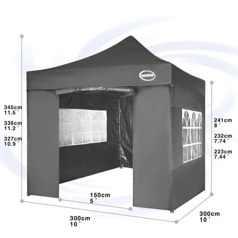 Maximus Grey Pop Up Outdoor Gazebo with Removable Sides 3 x 3m Image 9