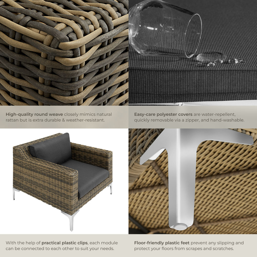 tectake Villanova Rattan Garden Armchair with Cushion Set of 2 Image 5