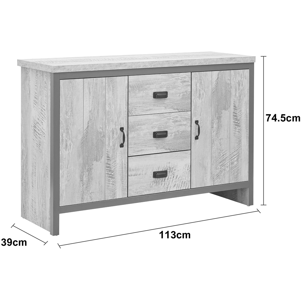 GFW Boston 2 Door 3 Drawer Oak Sideboard Image 9