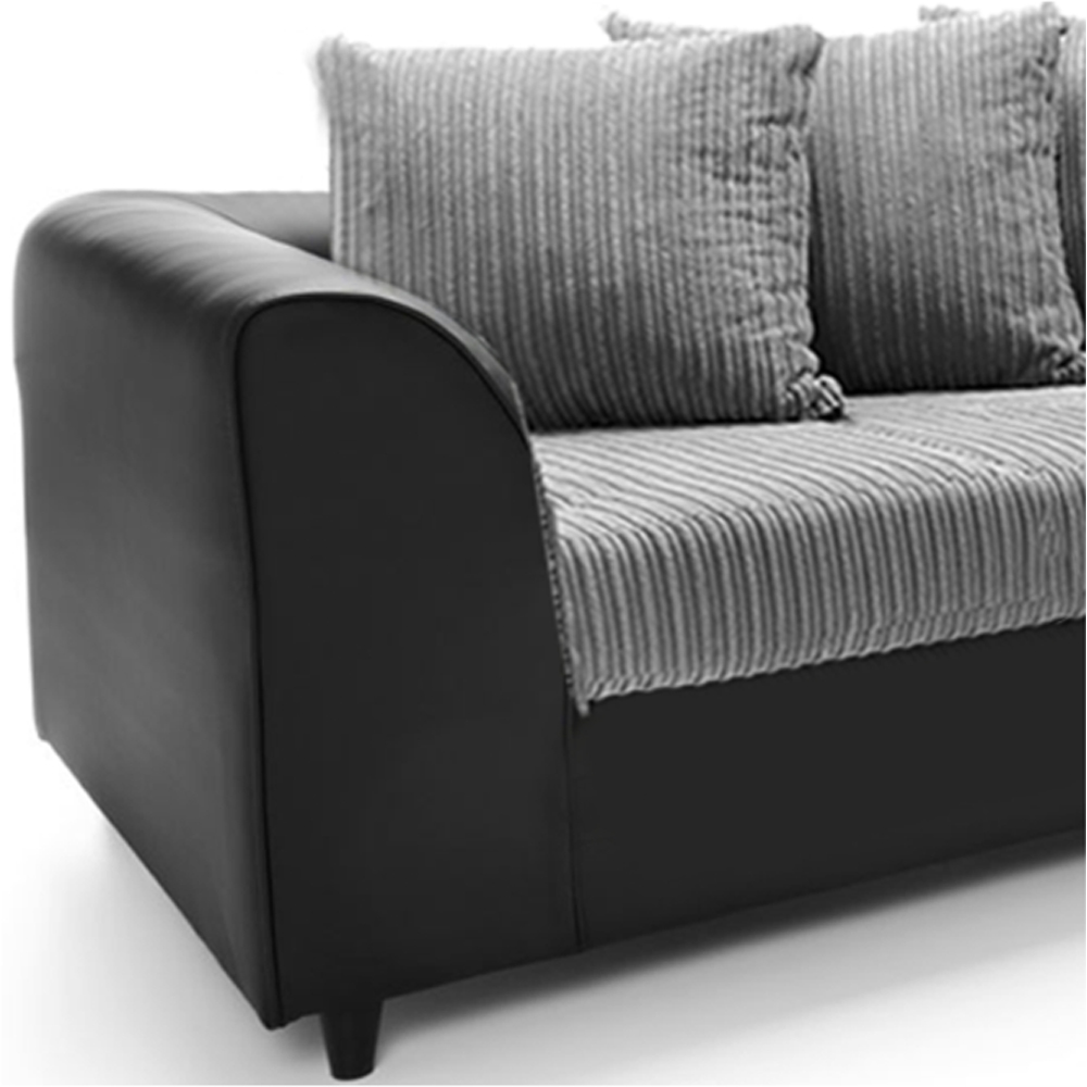 Luxor 3 Seater Black and Grey Jumbo Cord Scatter Back Sofa Image 3