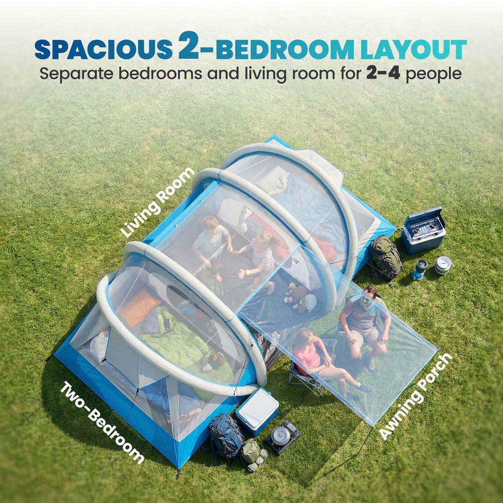 Outsunny 2-4 Person Waterproof Inflatable Tent Blue Image 5