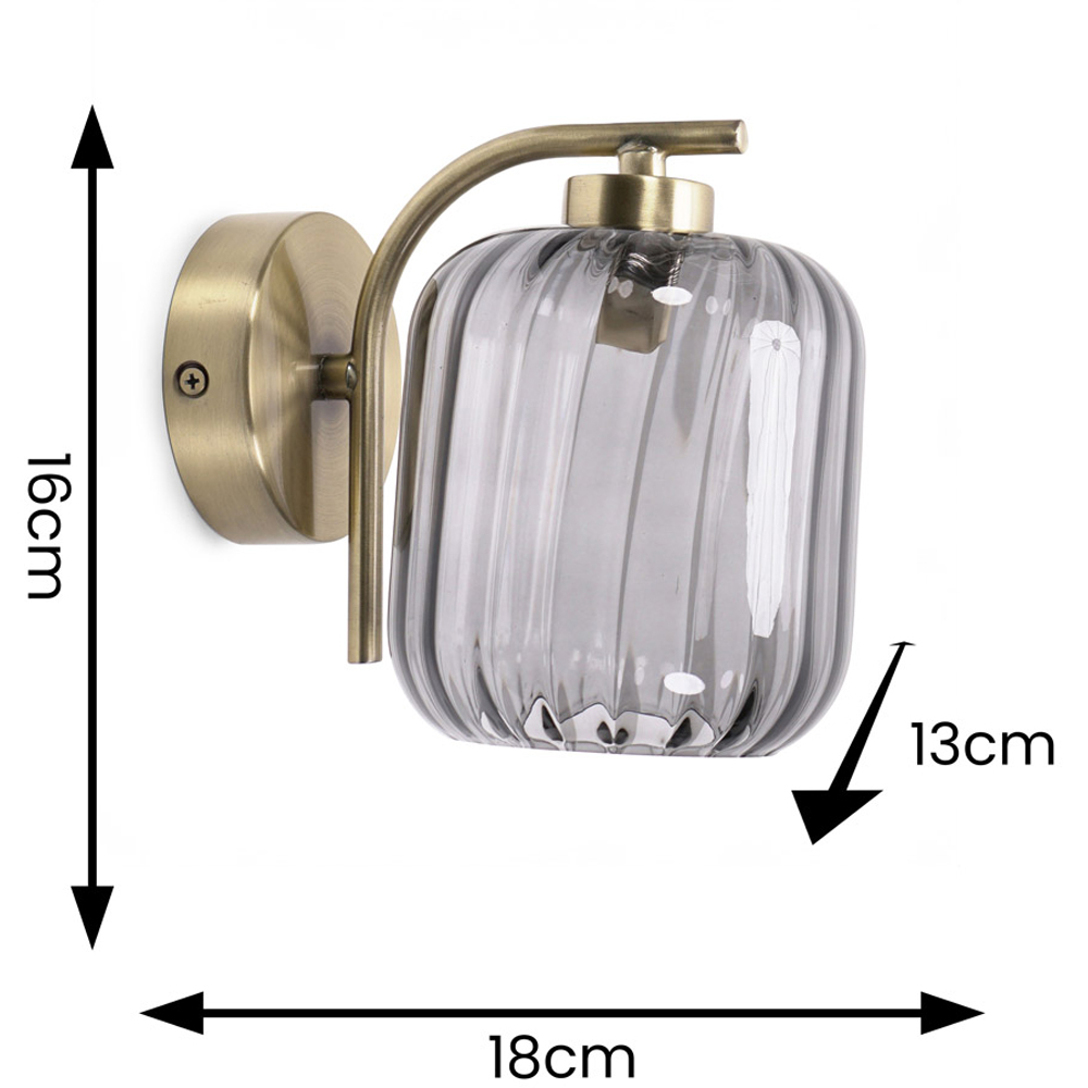 ValueLights Amelie Ribbed Glass Gold Stem LED Wall Lamp Image 7