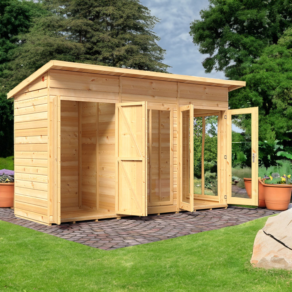 Shire Lela 12 x 4ft Double Door Summerhouse with Storage Image 2
