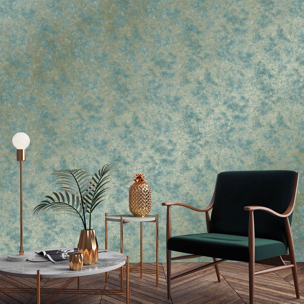 Grandeco Velvet Crush Textured Teal Wallpaper Image 3