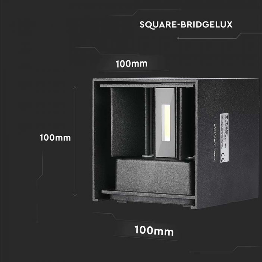 V-TAC Black Square Up and Down Warm White LED Outdoor Wall Light Image 9