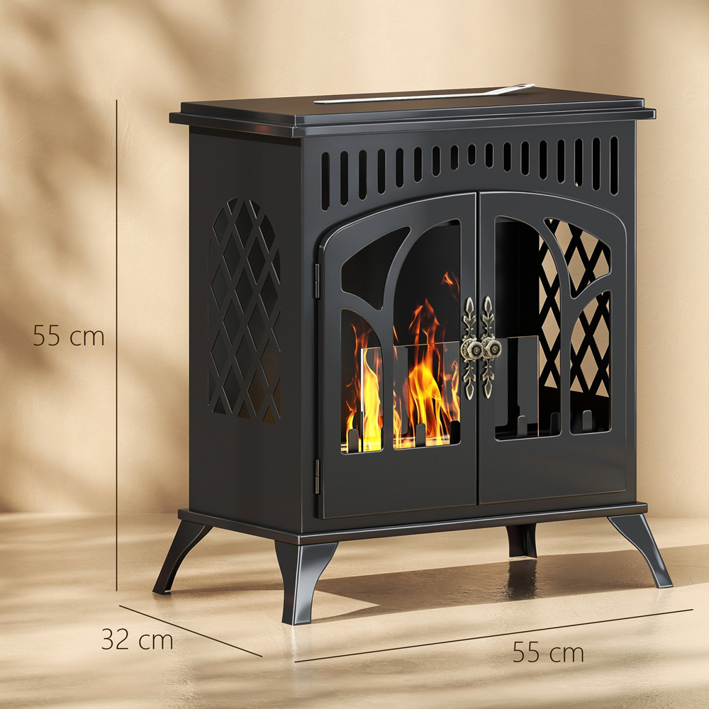 HOMCOM Bio Ethanol Fireplace Stove with Door Image 9
