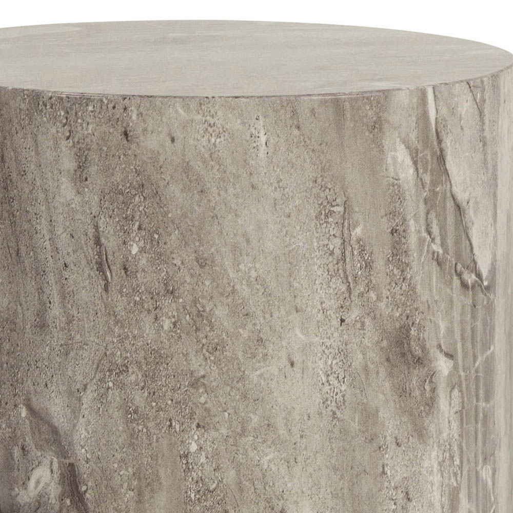 Florence Dice Grey Marble and River Rough Paper Effect Round Pedestal Set of 2 Image 4