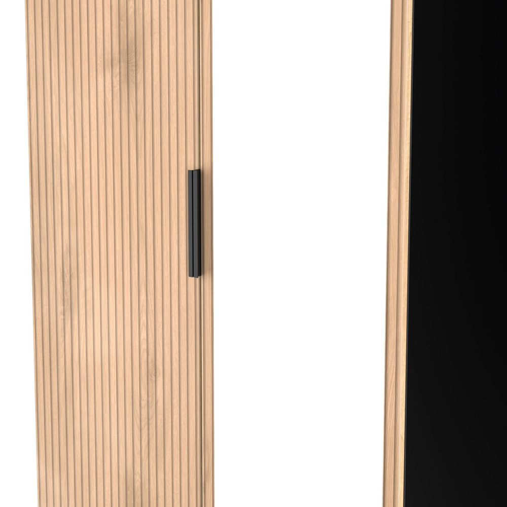 Crowndale Java 2 Door Slatt Effect and Black Mirror Wardrobe Image 6