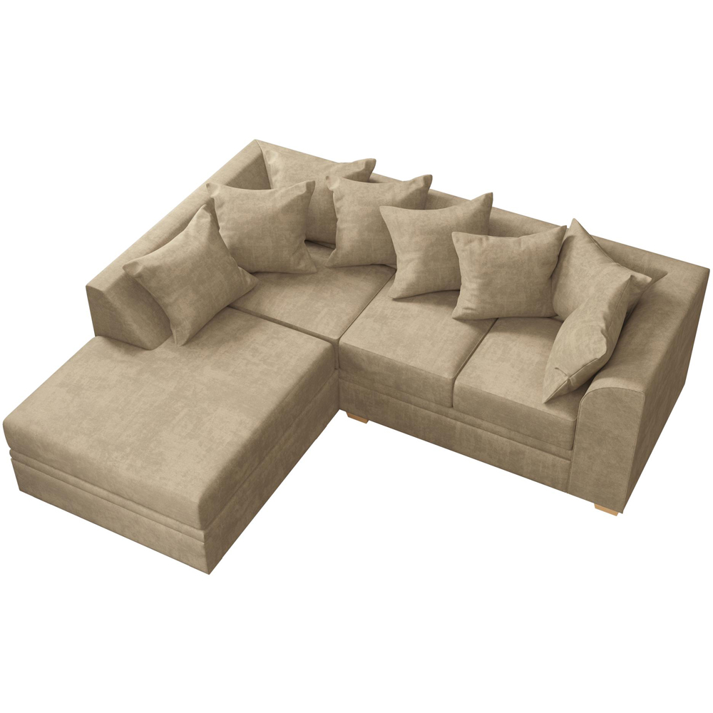 Modo 3 Seater Mink Plush Velvet Left Hand Scatter Back L-Shape Corner Sofa Image 4