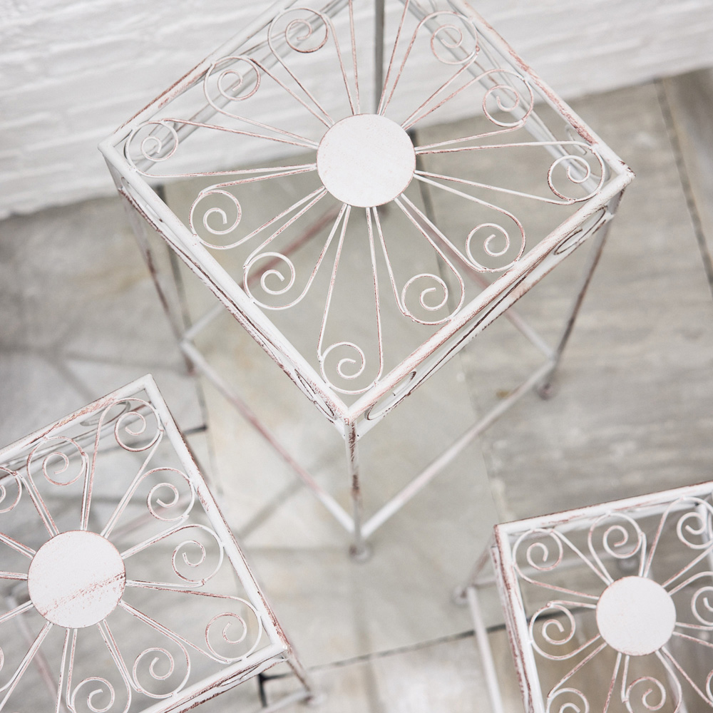 Dibor Grey Scrolled Patterns Plant Stand Set of 3 Image 5