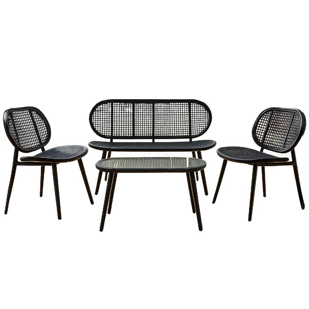 Home Republic Capri 4 Seater Black Garden Bench Set Image 2