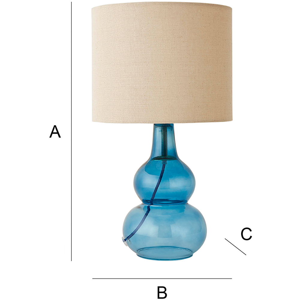 ValueLights Aida Natural Linen Tall Lamp Shade Blue Bubble Glass LED Table Lamp Image 7