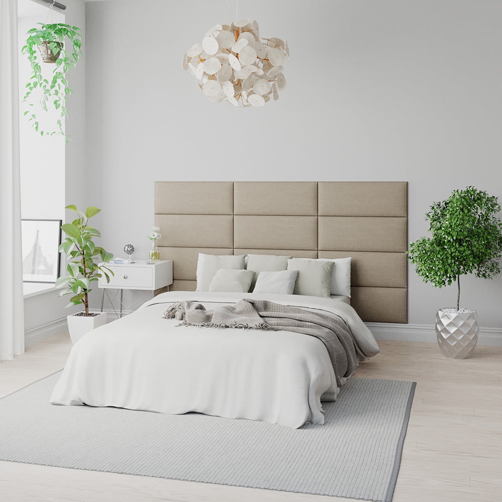Aspire EasyMount Natural Eire Linen Upholstered Wall Mounted Headboard Panels 8 Pack Image 1