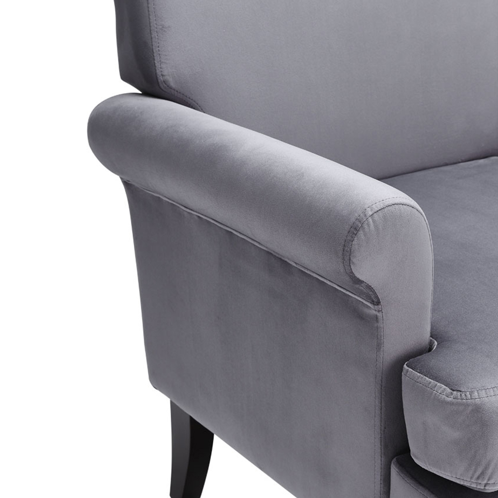 Living and Home Grey Contemporary Velvet Armchair Image 5