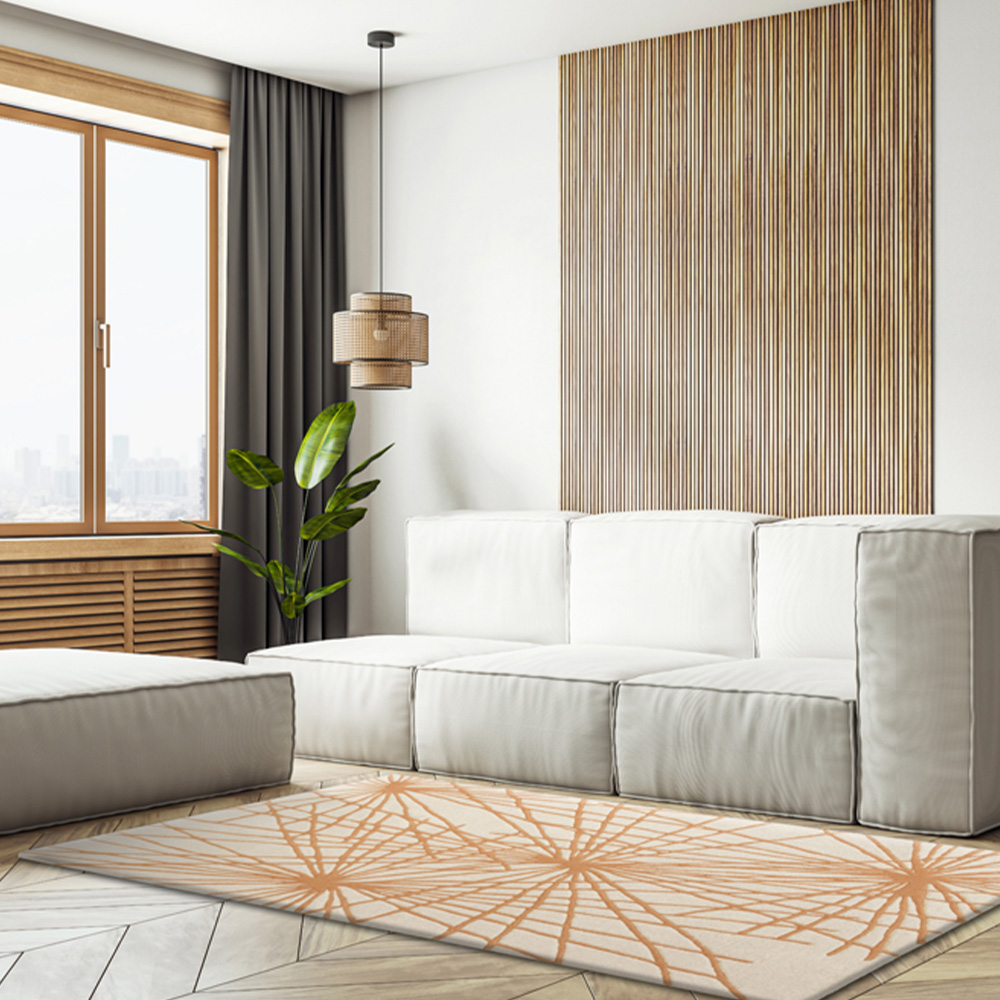 Esselle Home Aura Starburst Natural and Orange Rug 160 x 230cm Image 6