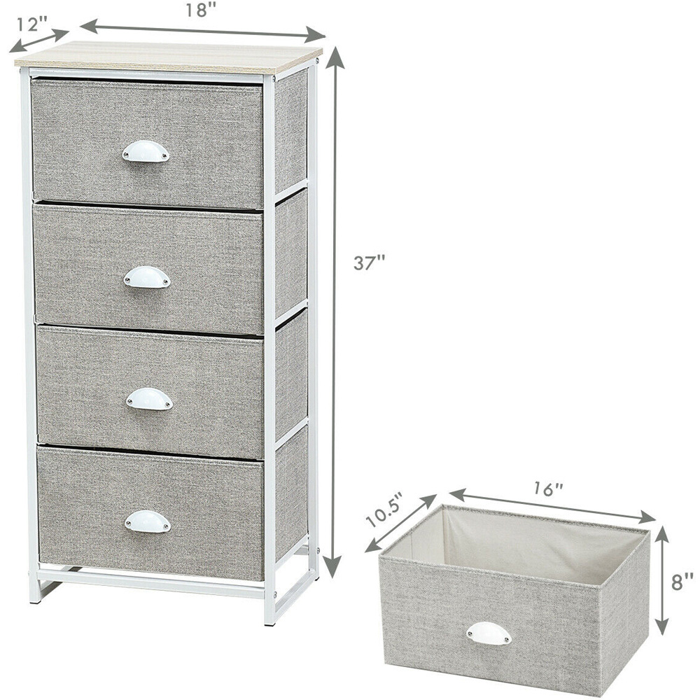Costway 4 Drawer 3/4 Fabric Bedside Storage Cabinet with Foldable Drawers Image 9