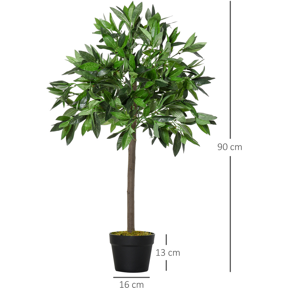 Outsunny Bay Leaf Laurel Ball Tree Artificial Plant In Pot 3ft 2 Pack Image 3