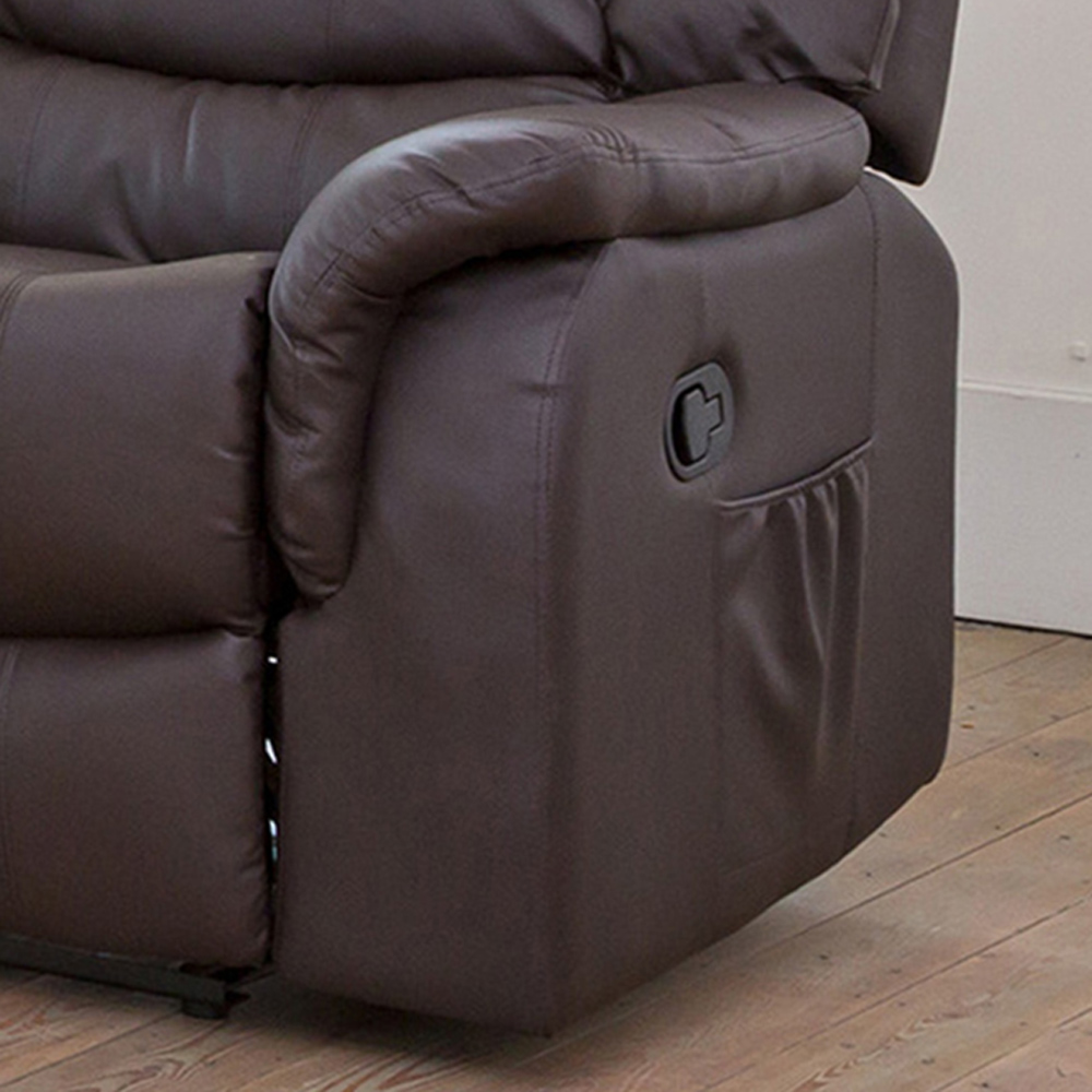 Almeira 3 Seater Brown Bonded Leather Recliner Sofa Image 2