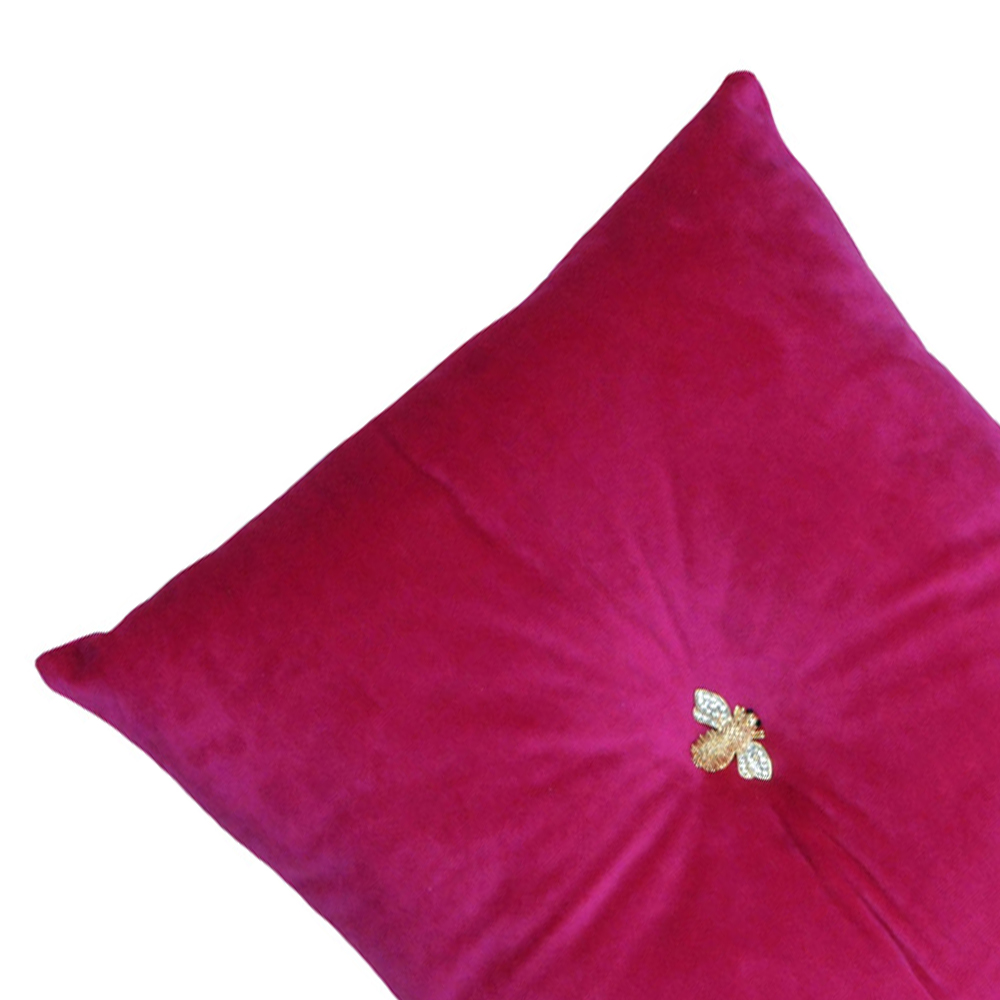 Paoletti Bumble Bee Fuchsia Velvet Cushion Image 2