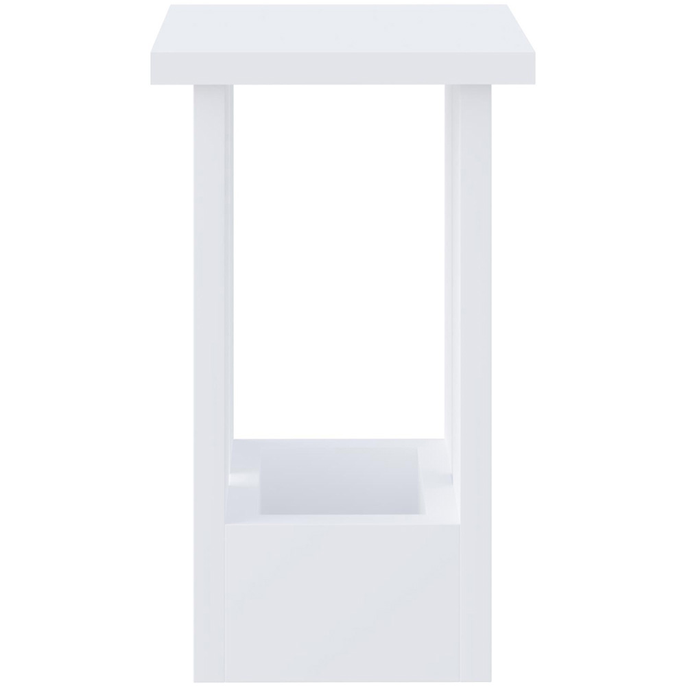 Decortie Tasos Single Shelf White Minimalist End Table Image 2