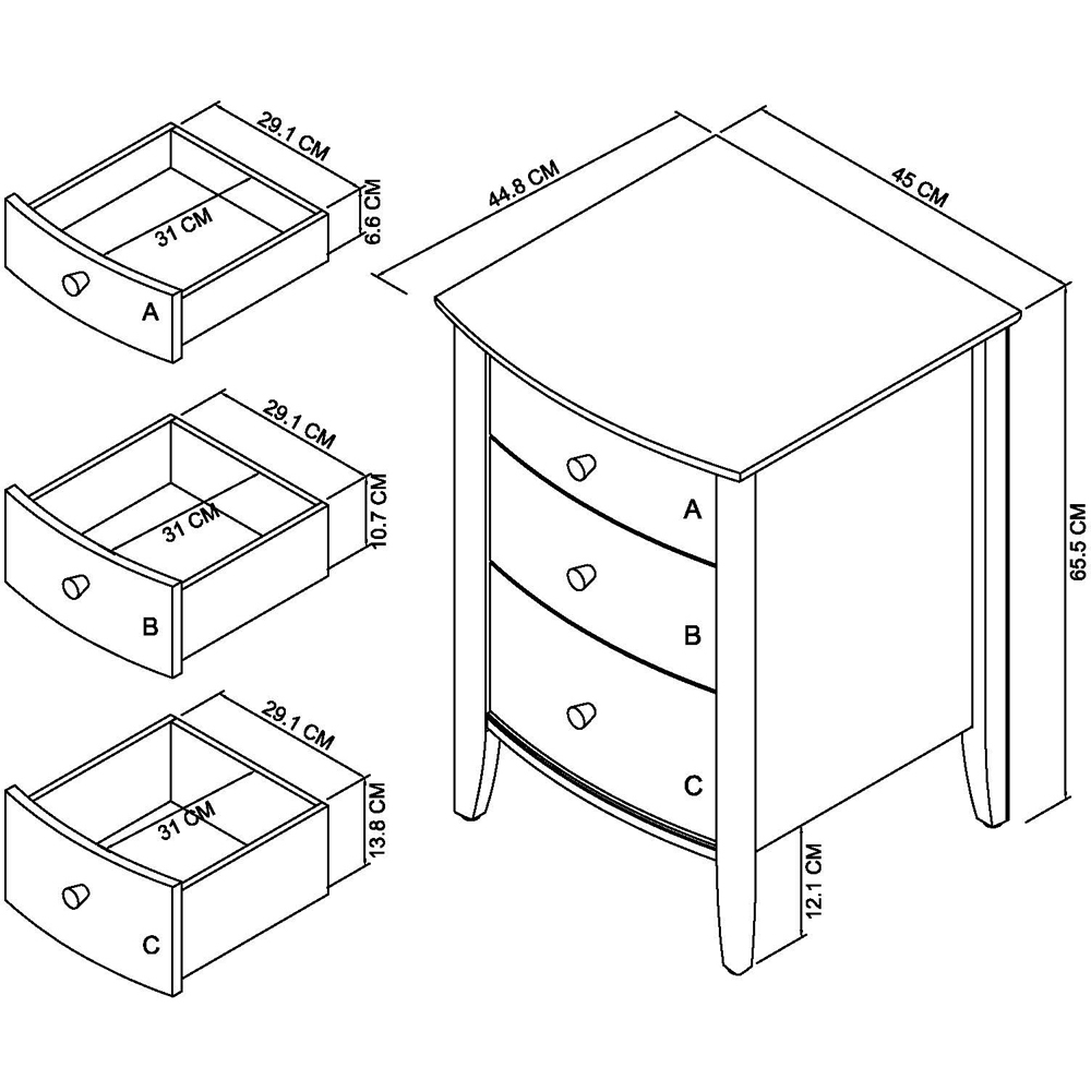 Bentley Designs Whitby 3 Drawer Scandi Oak and Soft Grey Bedside Table Image 4