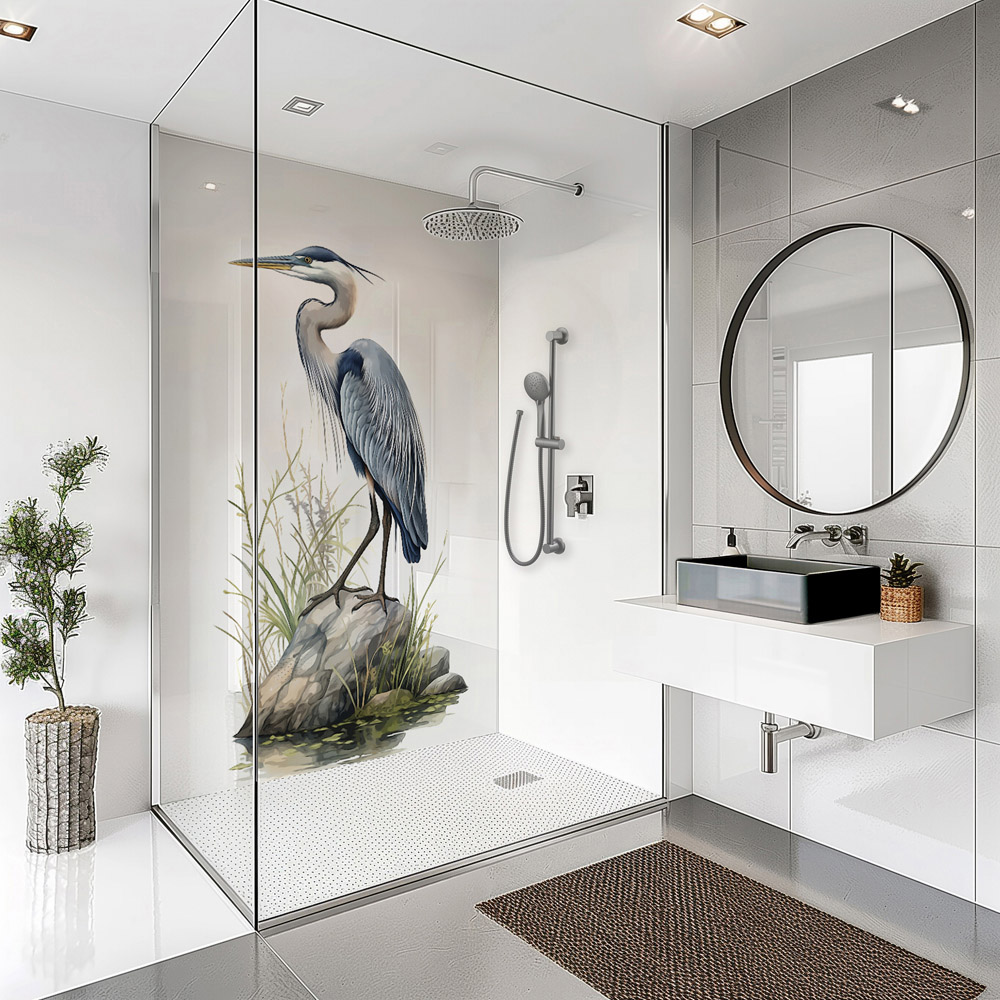 Splashbax Premium Artisan Blue Crane Birds Di Bond Shower Panel 2400 x 1220mm Image 6