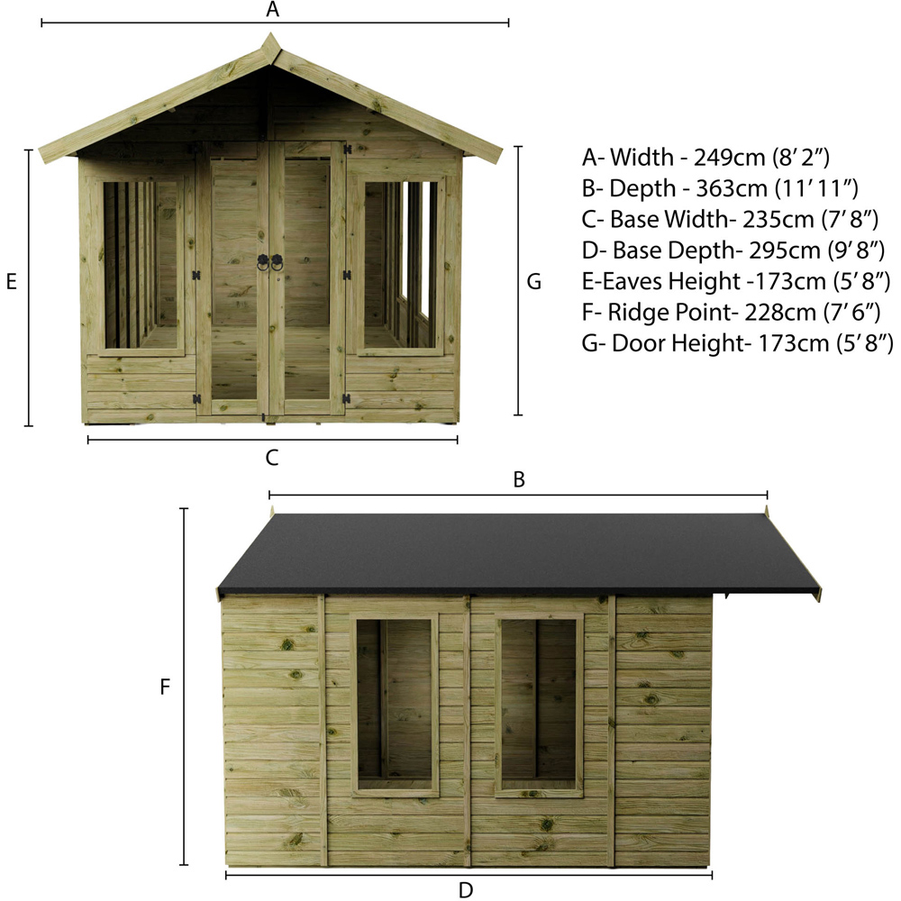 Mercia 10 x 8ft Double Door Premium Sussex Traditional Summerhouse Image 9
