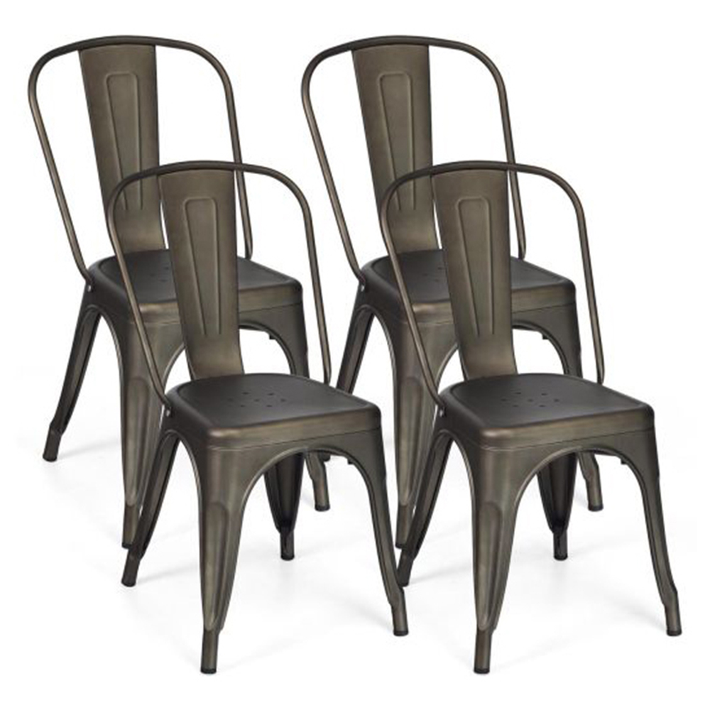 Costway Metal High Back Bar Stool Set of 4 Image 2