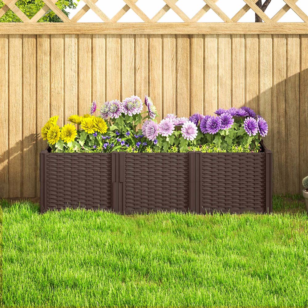 Outsunny Modular Raised Bed Planter Box Kit 1.4 x 3.9ft Image 3