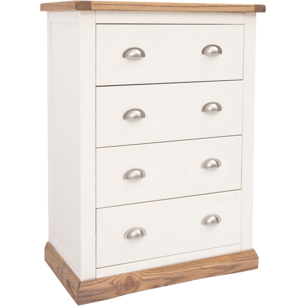 Cabinet Bits Tropea 4 Drawer Off White Chrome Cup Handle Chest of Drawers Image 3