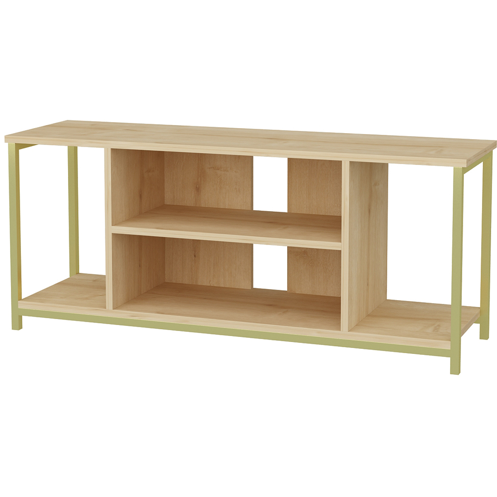 Decorotika Rinaldo 4 Open Shelf Gold and Oak Wide TV Unit Image 2
