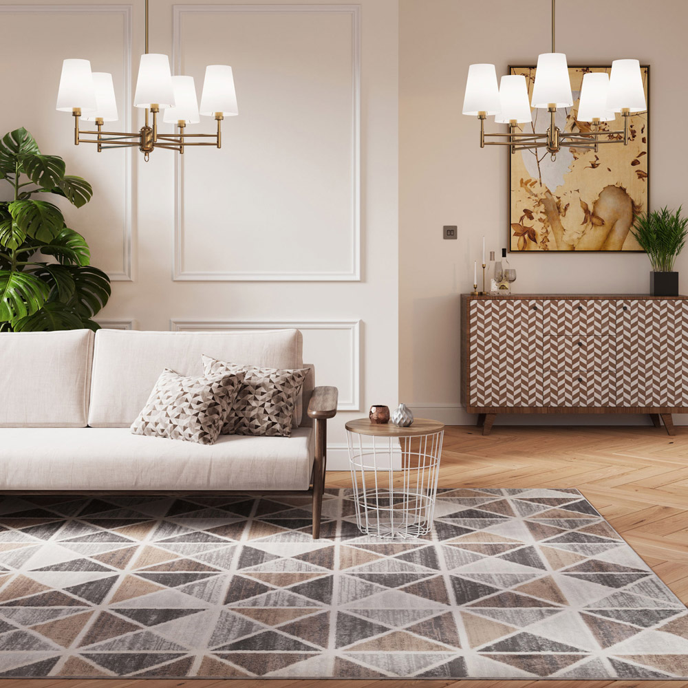 Kukoon Neutral and Beige Diamond Geometric Rug 170 x 120cm Image 2